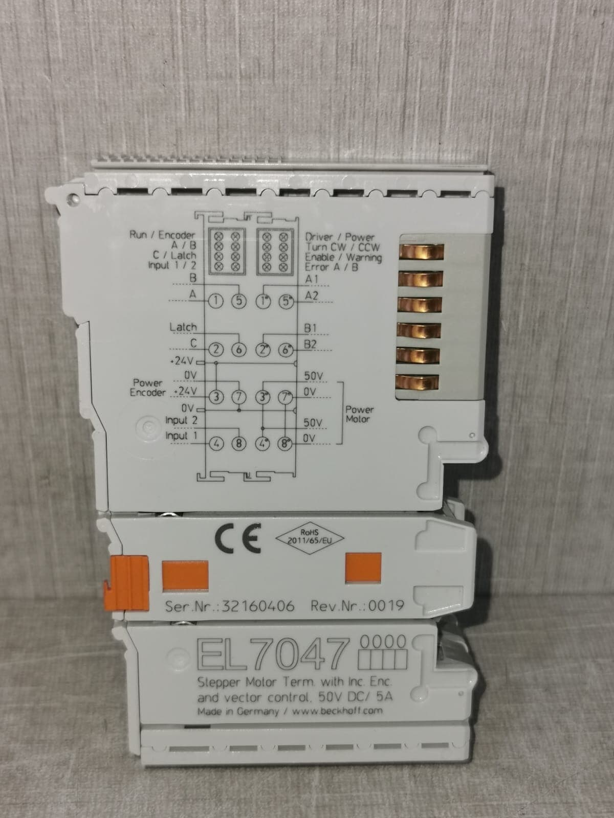BECKOFF EL7047 STEPPER MOTOR TERM WITH INC. ENC AND VECTOR CONTROL