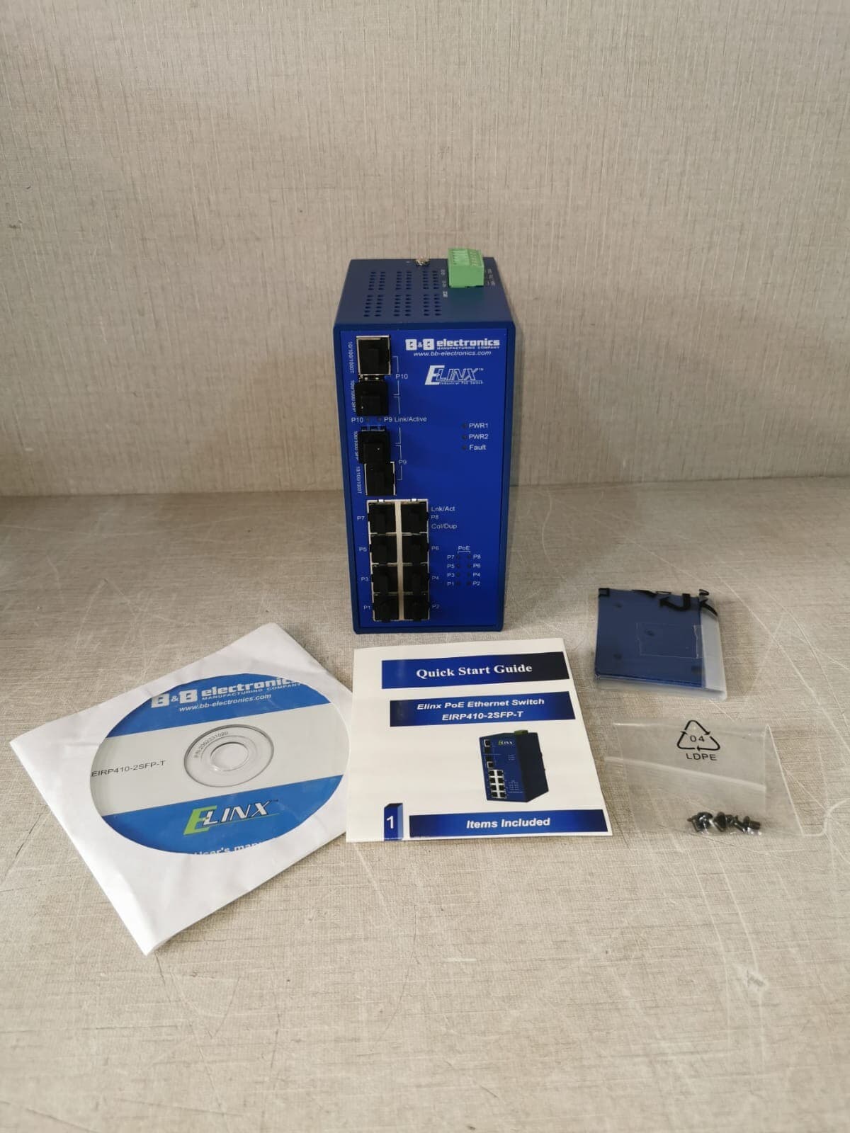 B&B Electronics ELINX EIRP410-2SFP-T Ind. Gigabit Ethernet Switch 8 Ports PoE