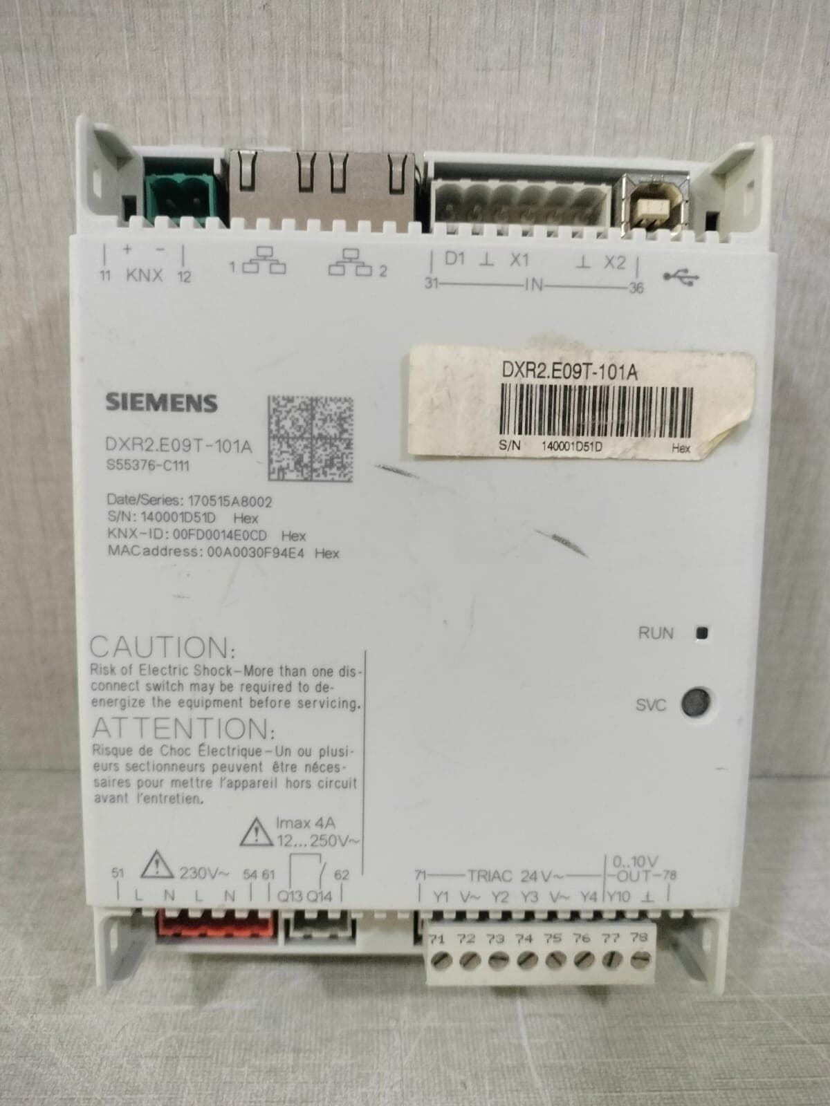 SIEMENS DXR2.E09T-101A / S55376-C111 AC 230V-20VA 50/50 Hz