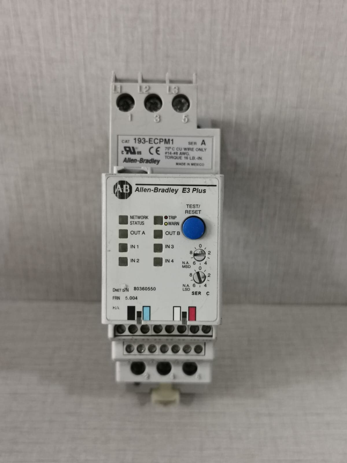Allen-Bradley E3 Plus 193-EC2BB 3-15A Ser C With 193-ECPM1 Ser A