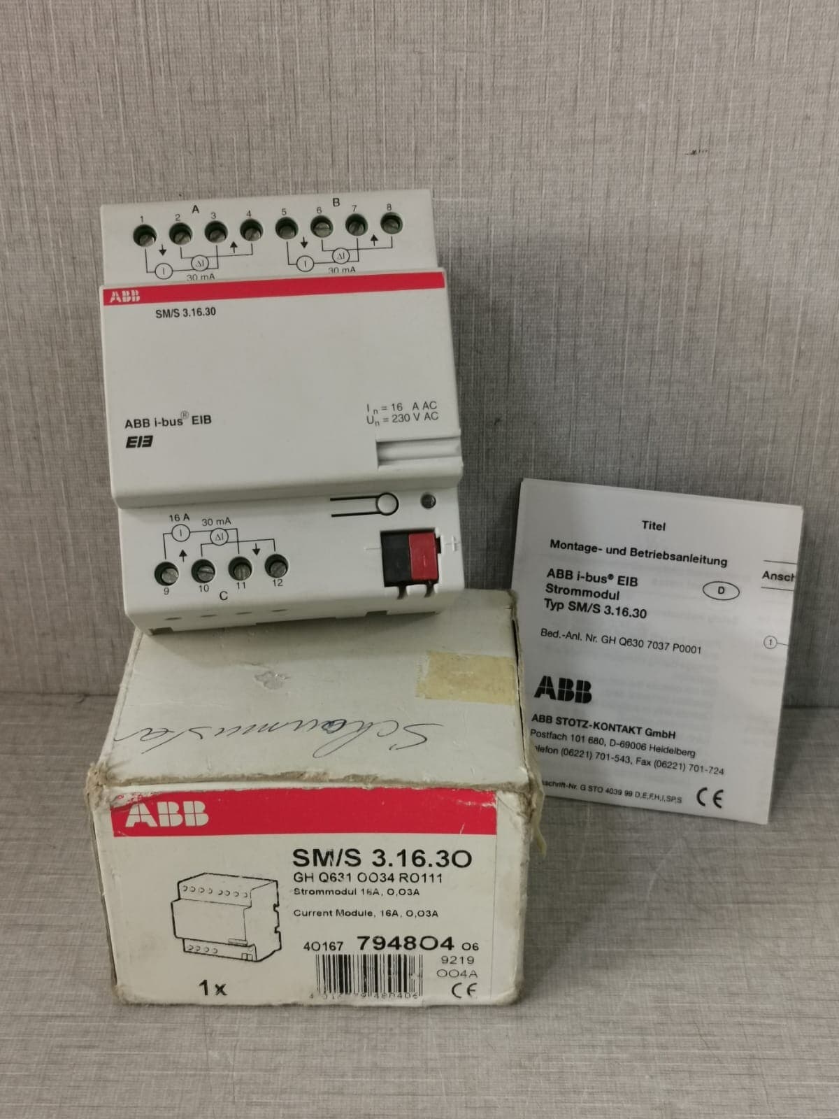 ABB i-BUS EIB SM/S 3.16.3O GH Q631 OO34 R0111 CURRENT MODULE 16A O,O3A