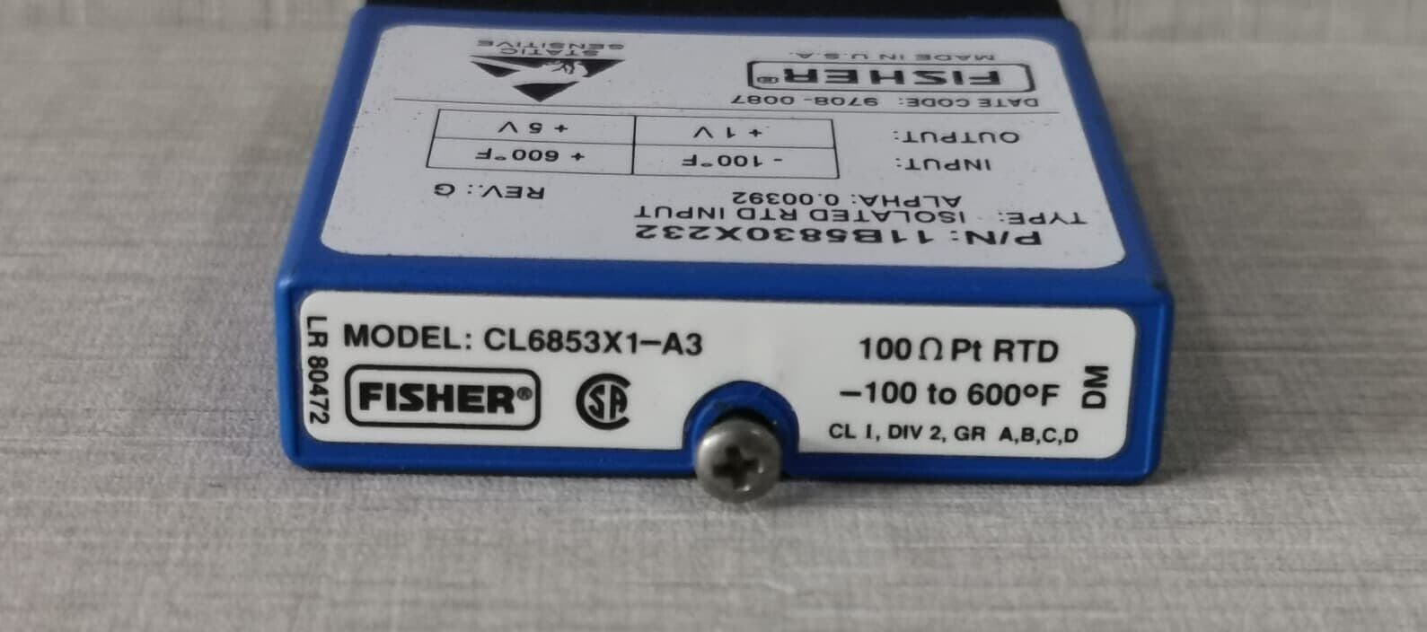 FISHER CL6853X1-A3 11B5830X2323 ISOLATED RTD INPUT REV G
