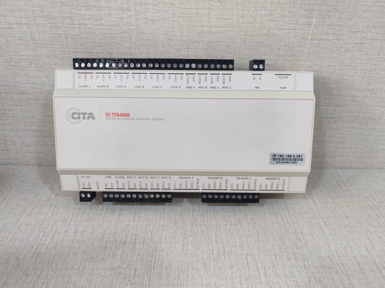 CITA CI-TPA4008 Network Access Control System IP:192.168.0.251