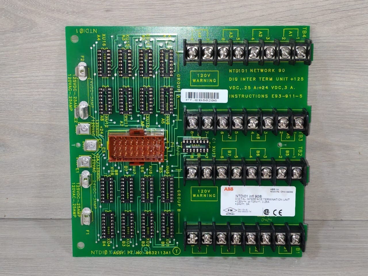 ABB NTDI01 INFI90 P/N 6632113A1 DIGITAL INTERFACE TERMINAL UNIT