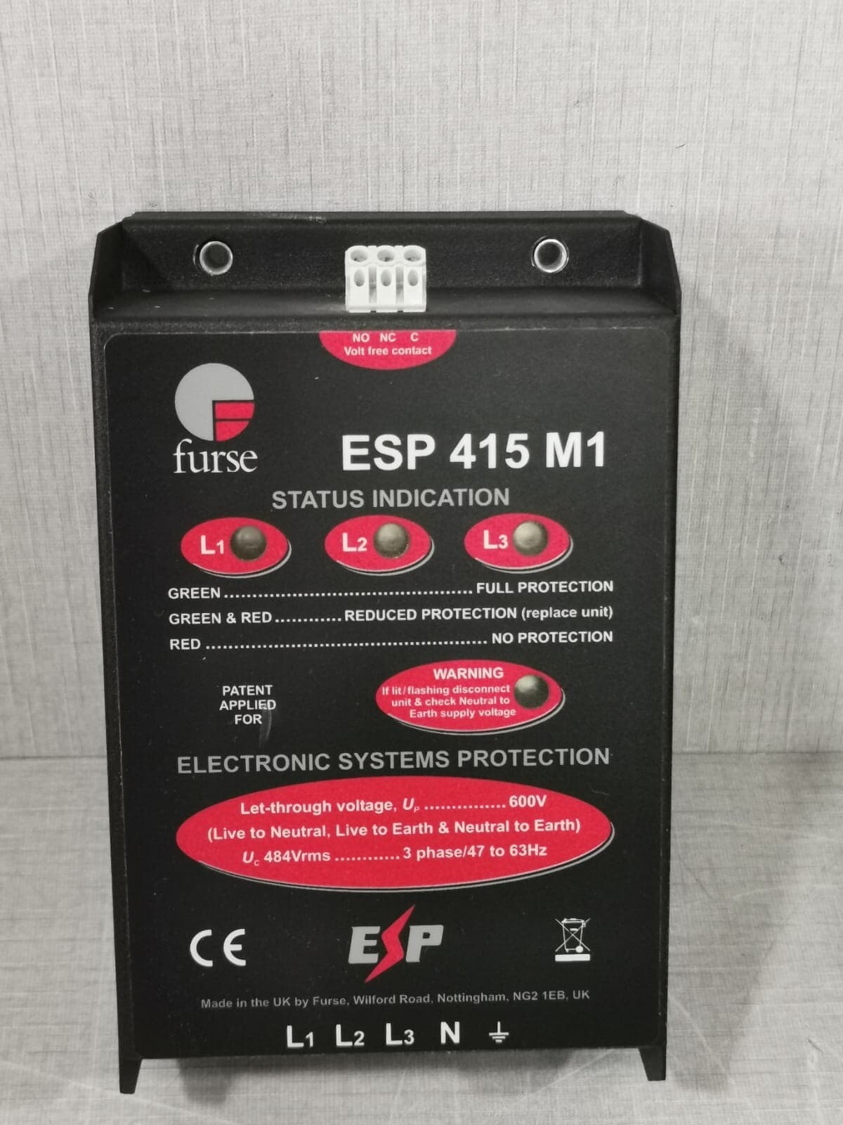 FURSE ESP 415 M1 PHASE PROTECTOR -WITH DAMAGED/DENTS