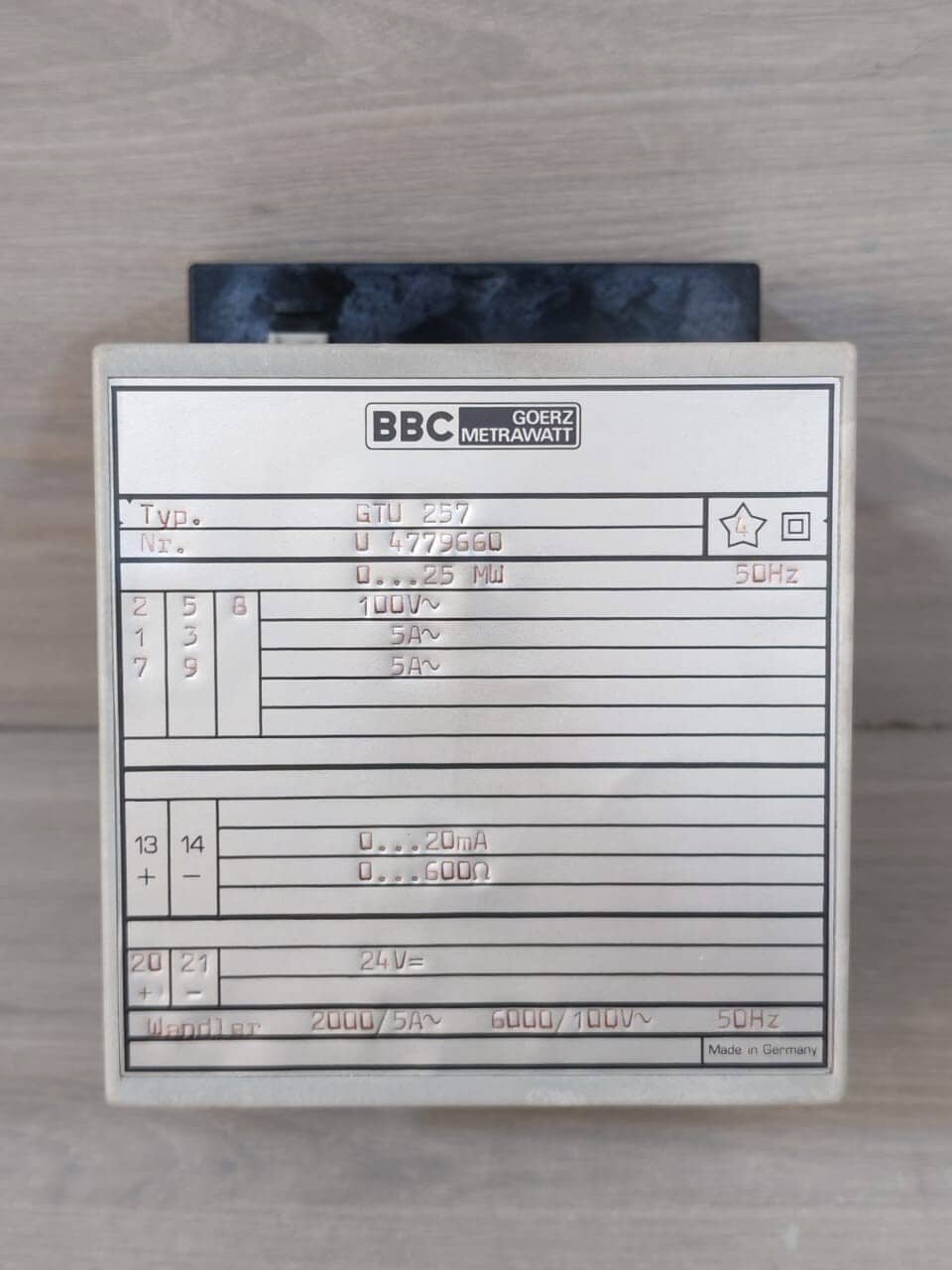 BBC METRAWATT GTU 257 TRANSDUCER