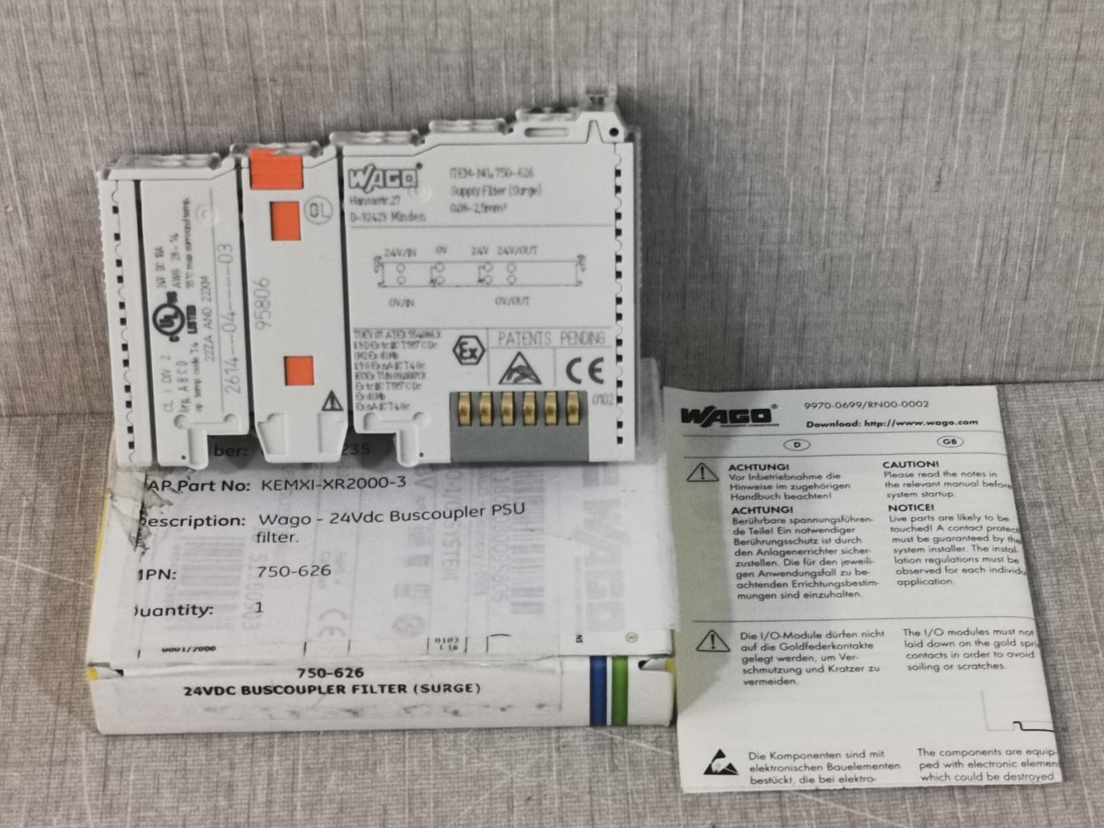 Wago 750-626 Supply Filter Module