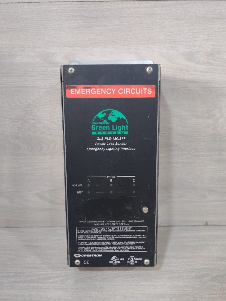 CRESTRON GLS-PLS-120/277 GREEN-LIGHT EMERGENCY LIGHTING POWER LOSS SENSOR