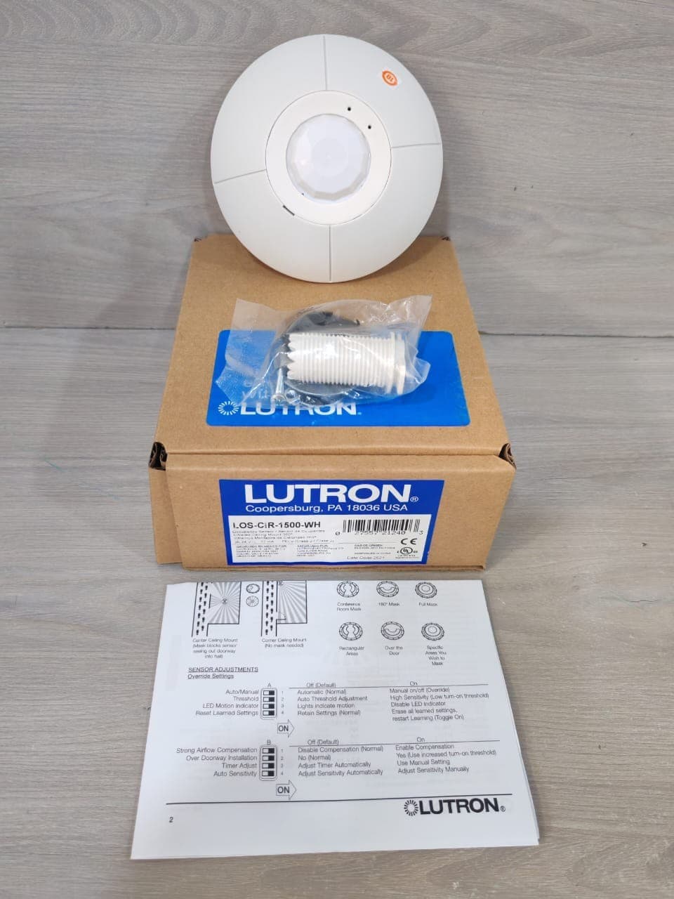 Lutron LOS-CIR-1500-WH Occupancy Sensor Infrared Ceiling Mount 360°