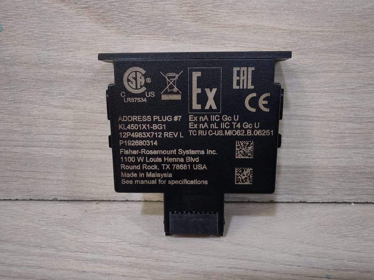 FISHER ROSEMOUNT KL4501X1-BG1 ADDRESS Plug No.7 12P4983X712 REV. L
