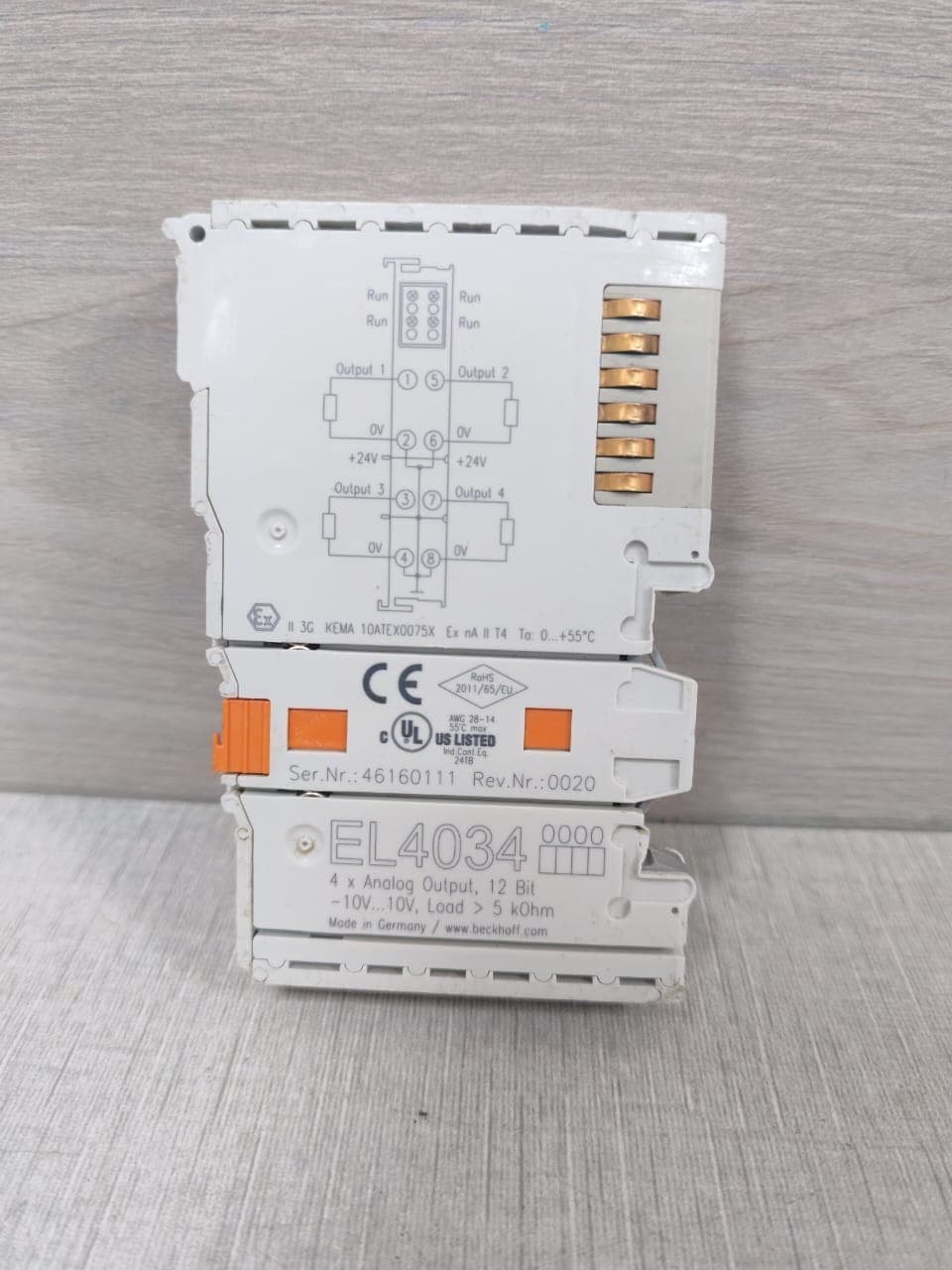 BECKHOFF EL4034 ETHERCAT 4-CHANNEL ANALOG INPUT TERMINAL MODULE