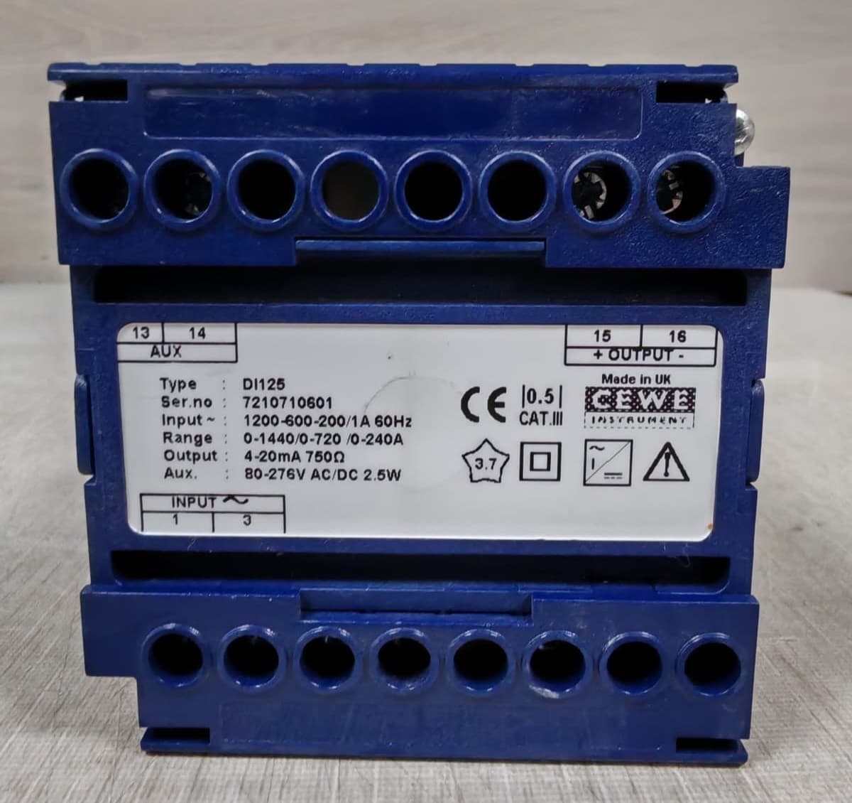 CEWE DI125 Transducer Range 0-1440/0 -720 / 0-240A