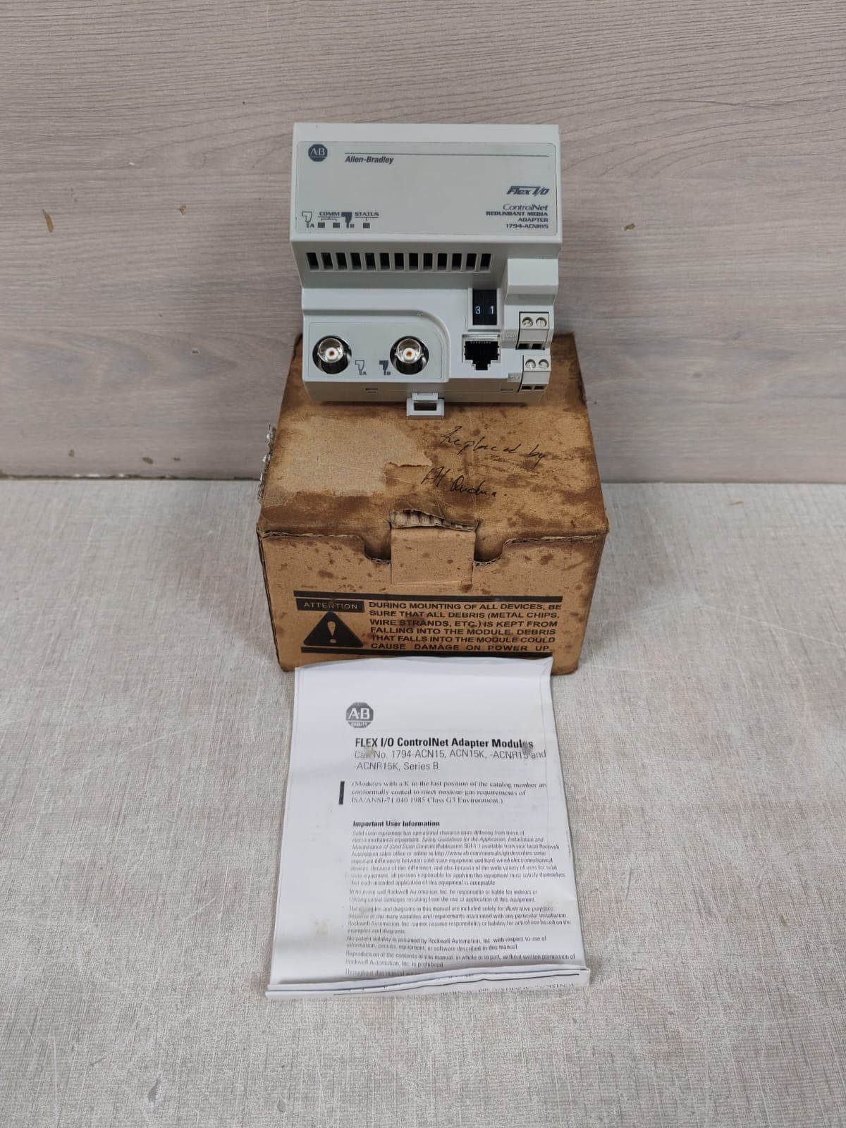 ALLEN BRADLEY 1794-ACNR15 96463071 CONTROLNET REDUNDANT ADAPTER- W/O ORIG.BOX