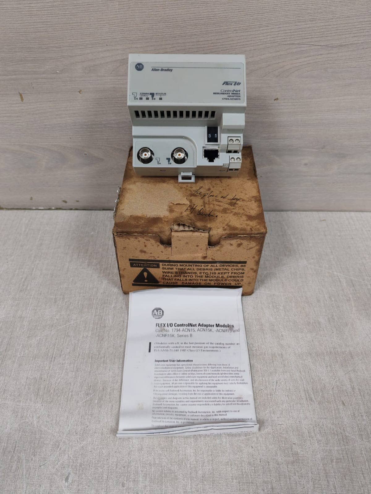 ALLEN BRADLEY 1794-ACNR15 96463071 CONTROLNET REDUNDANT ADAPTER- W/O ORIG.BOX