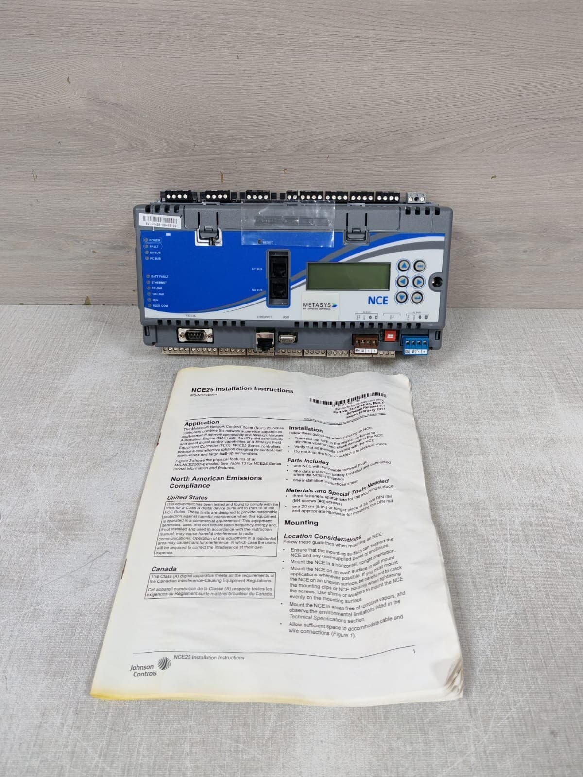 JOHNSON CONTROLS NCE MS-NCE2566-0 METASYS NETWORK CONTROL ENGINE