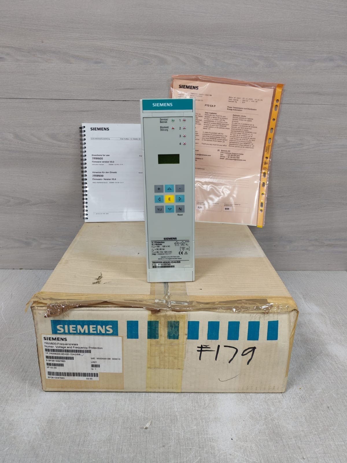 SIEMENS 7RW6000-4EA00-1DA0/BB NUMERICAL VOLTAGE AND FREQUENCY PROTECTION