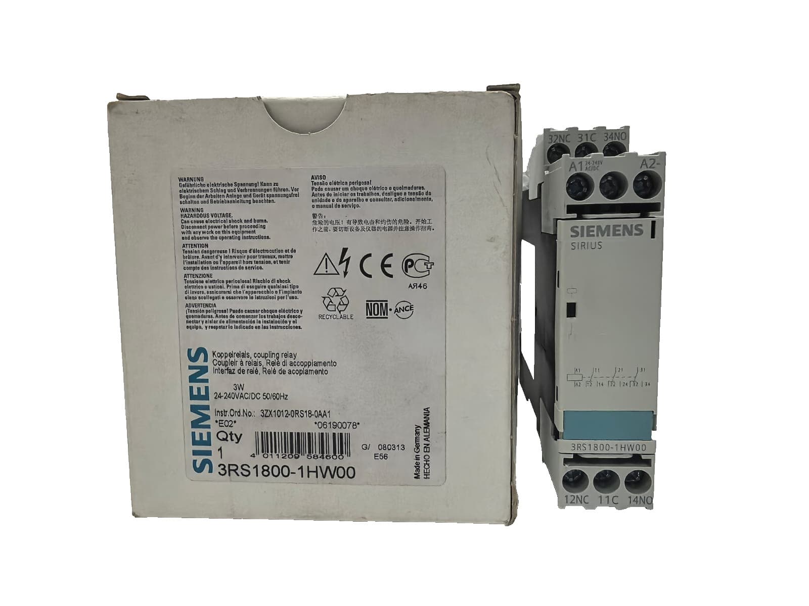 SIEMENS 3RS1800-1HW00 COUPLING RELAY