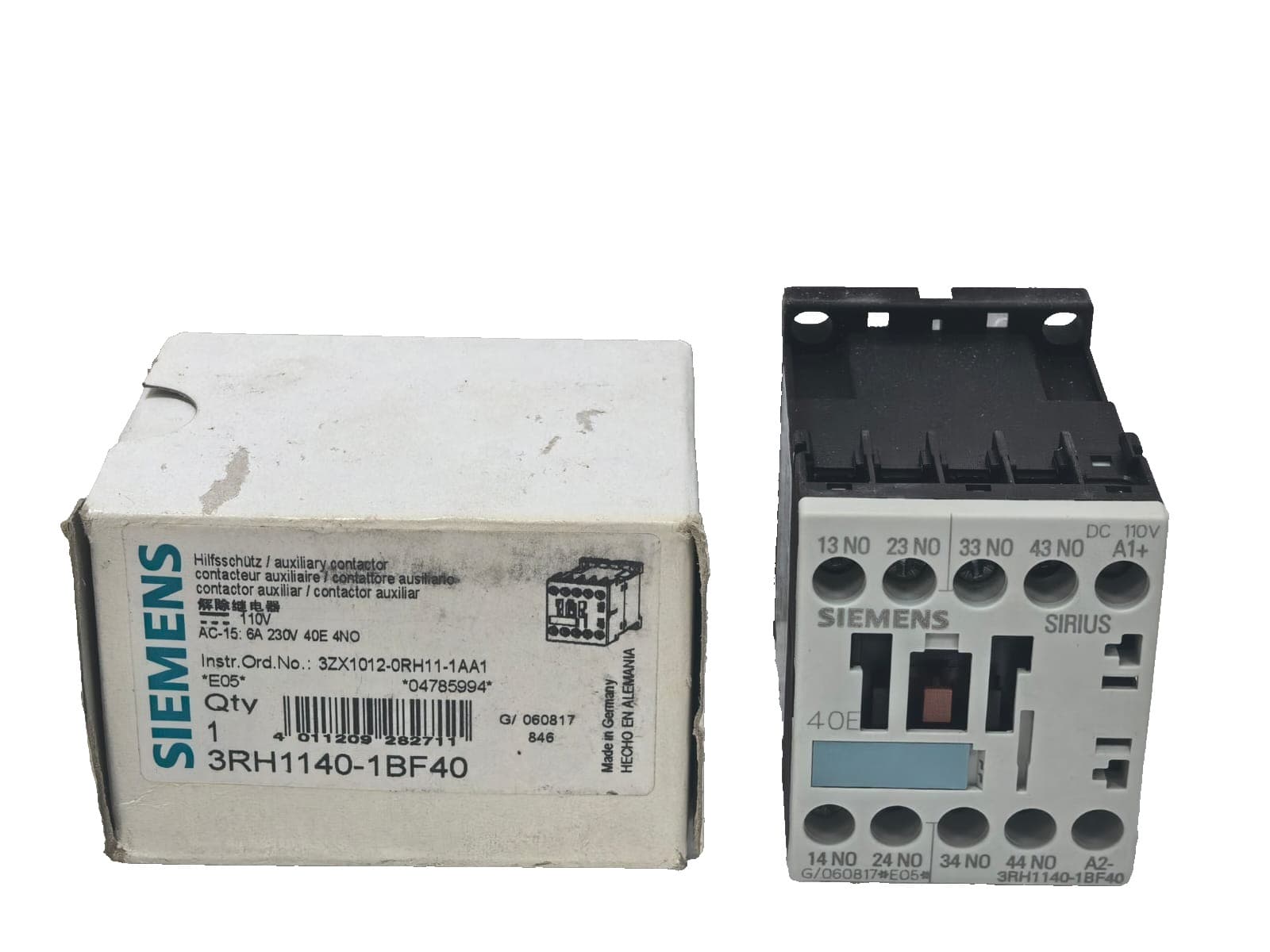 SIEMENS 3RH1140-1BF40 AUXILIARY CONTACTOR