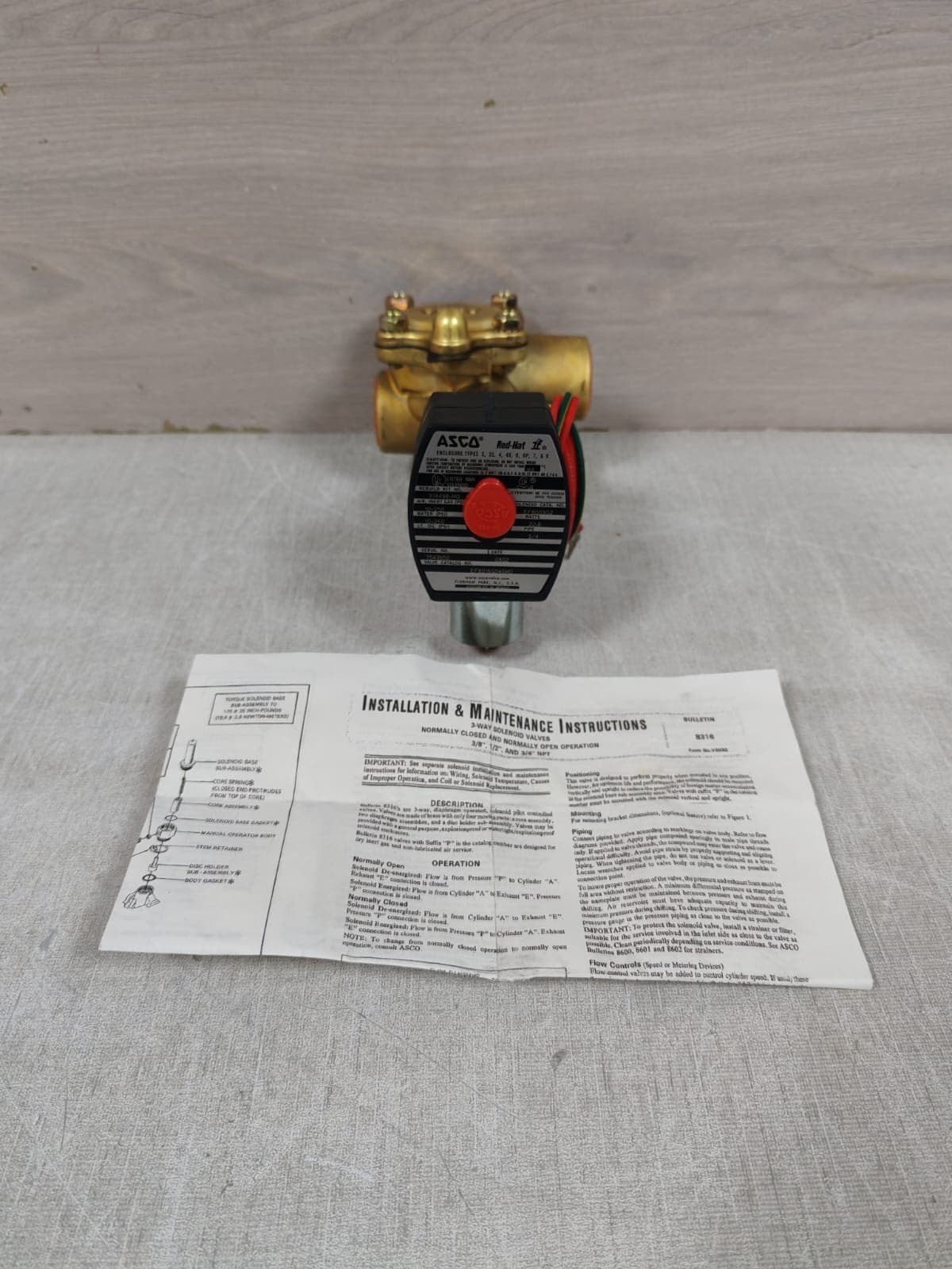 ASCO RED-HAT EF8003G2 / EF8316G046MO 22.6W SOLENOID VALVE