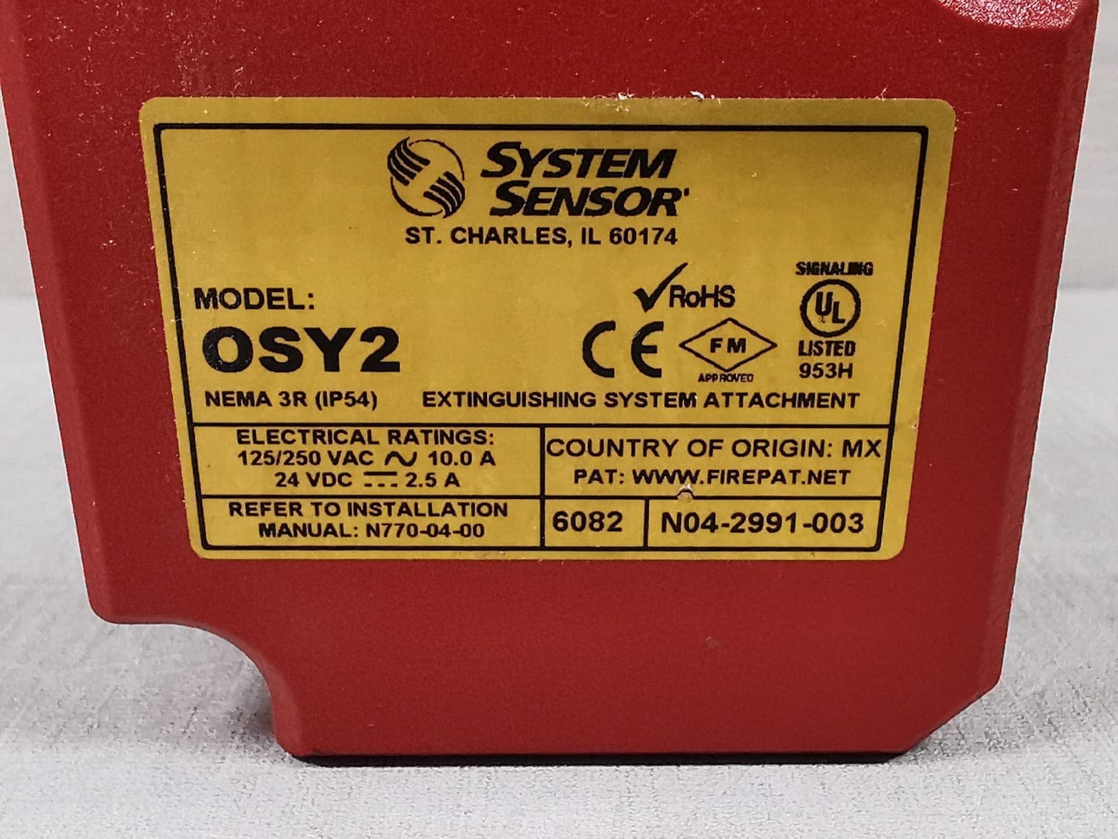 SYSTEM SENSOR OSY 2 SUPERVISORY SWITCH