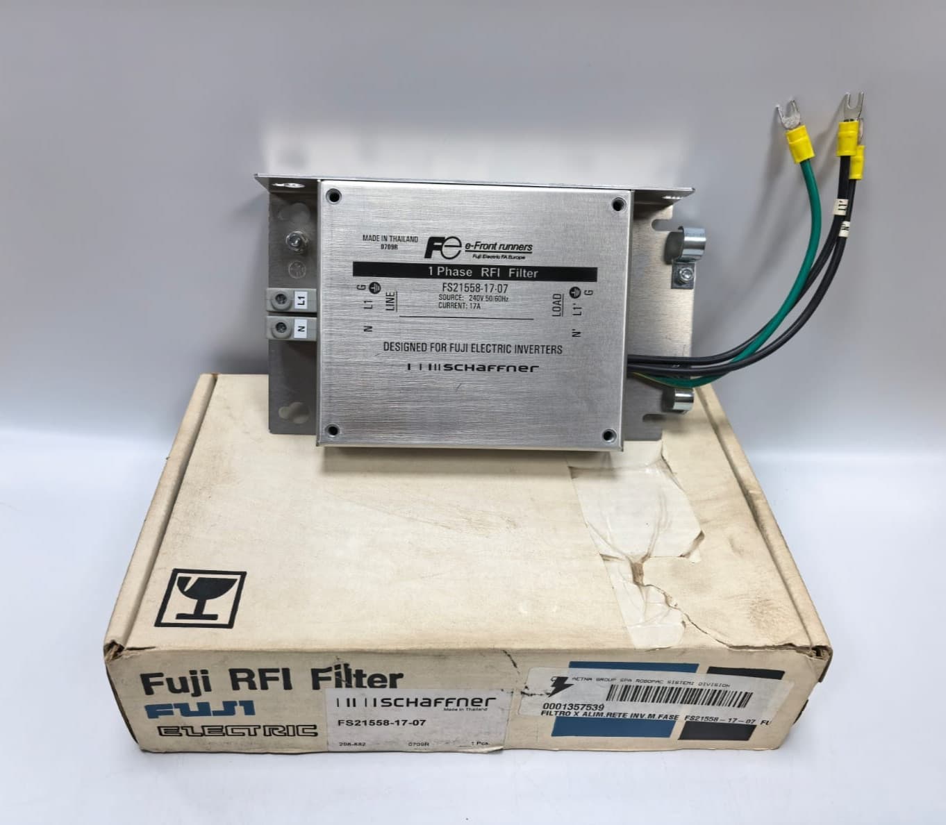 FUJI ELECTRIC SCHAFFNER FS21558-17-07 1-PHASE RFI FILTER 240V-50/60HZ 17A