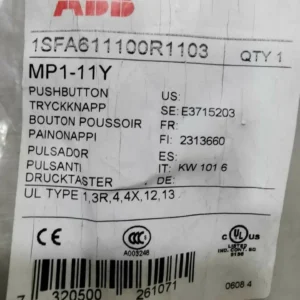 NEW ABB 1SAF611100R1103 PUSH BUTTON MPI1-11Y LOT 4 PCS