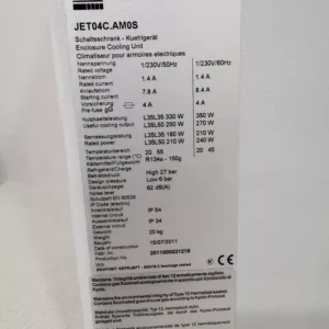 RITTAL JET04C.AMOS ENCLOSURE COOLING UNIT D-35745 W/O ANY ACCS. / NEW WITHOUT BOX
