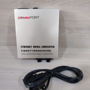 COMMPORT ETHERNET MEDIA CONVERTER FIBER/T TRANSCEIVER WITH FHILTY BOX / New – Open box