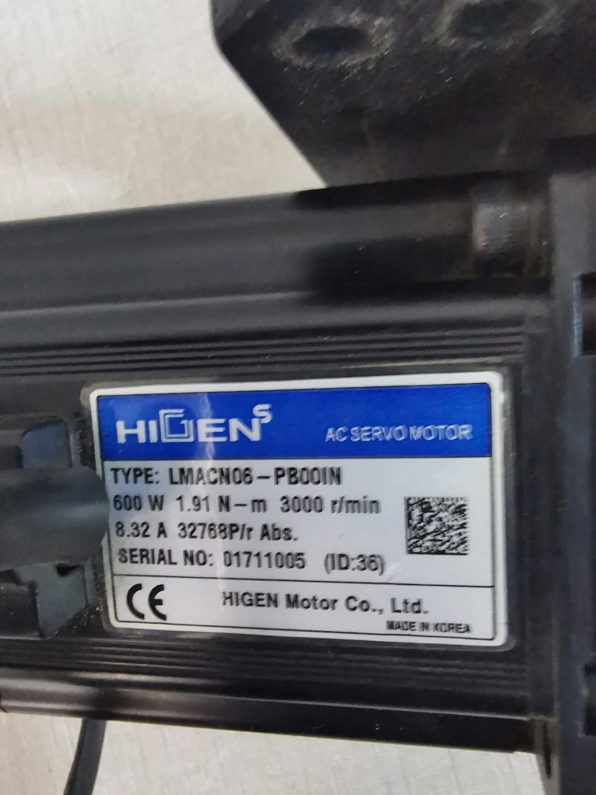 USED HIGEN LMACN06-PB00IN AC SERVO MOTOR - Image 3