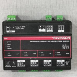 USED SWISSON ISP-4R-DC-TERM 4-PORT OPTICALLY ISOLATED DMX SPLITTER & RDM HUB