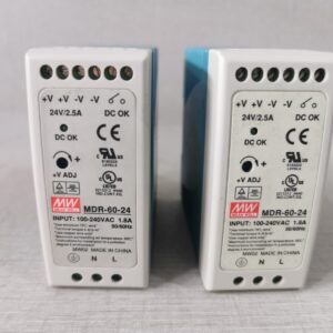 USED LOT 2 Pcs MEAN WELL MDR-60-24 DIN-Rail Power Supply