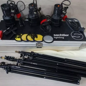 USED Sachtler Reporter Light Kit: 3x300H (300W) Lights w/Stand & Photography Umbrella
