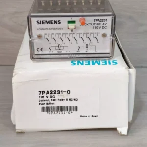 SIEMENS 7PA2231 LOCK-OUT FAST RELAY 8 NC/NO PUSH BUTTON 110VDC-NEW W/ FILTHY BOX