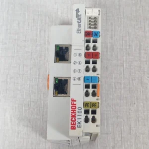 USED BECKHOFF EK1100 ETHERCAT COUPLER INTERFACE MODULE 24V- W/ DAMAGED PART