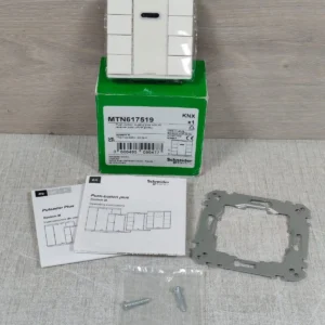 SCHNEIDER MTN617519 PUSH-BUTTON 4-GANG PLUS W/ IR RECIEVER POLAR WHITE GLOSSY / NEW OPEN BOX