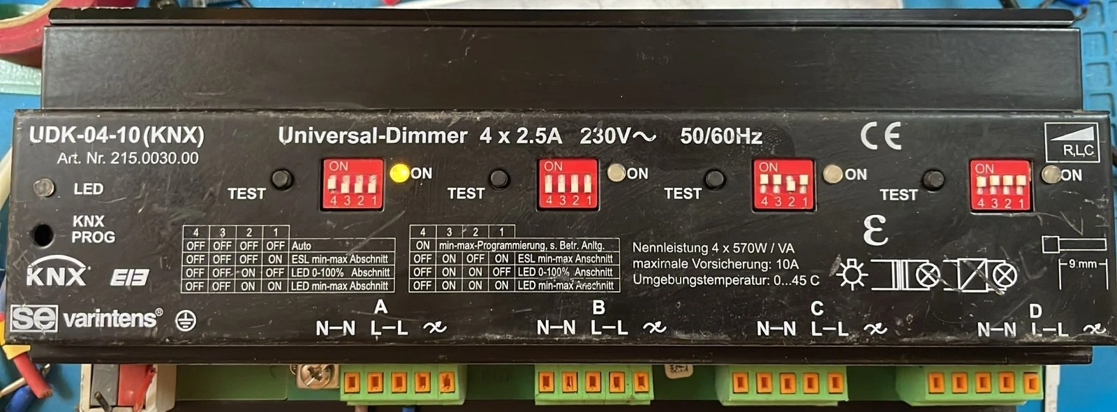 USED VARINTENS UDK-04-10 (KNX) 215.0030.00 UNIVERSAL DIMMMER 4X2.5A- TRIED & TESTED - Image 2