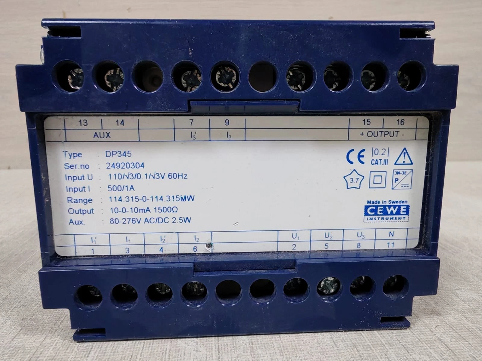 USED CEWE DP345 Transducer Input I 500/1A
