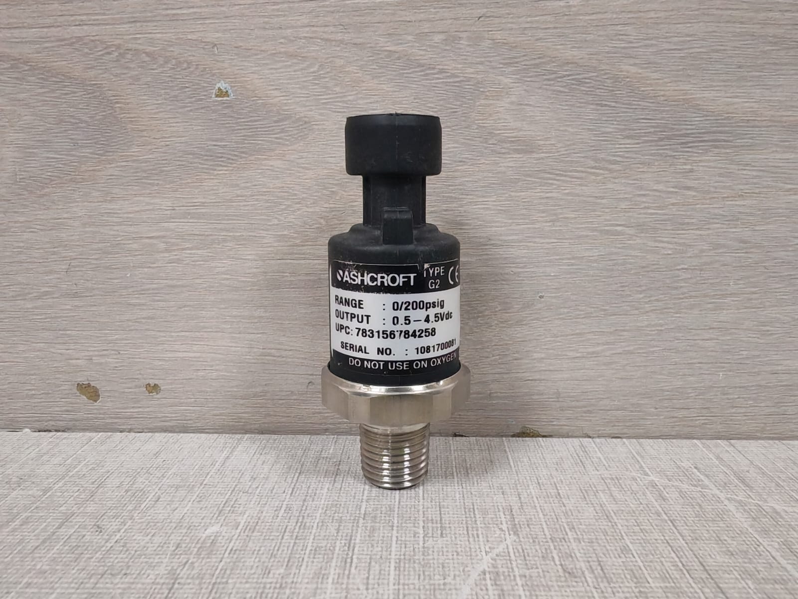 USED ASHCROFT G2 PRESSURE TRANSDUCER 0/200 PSIG 0.5-4.5Vdc UPC: 783156784258