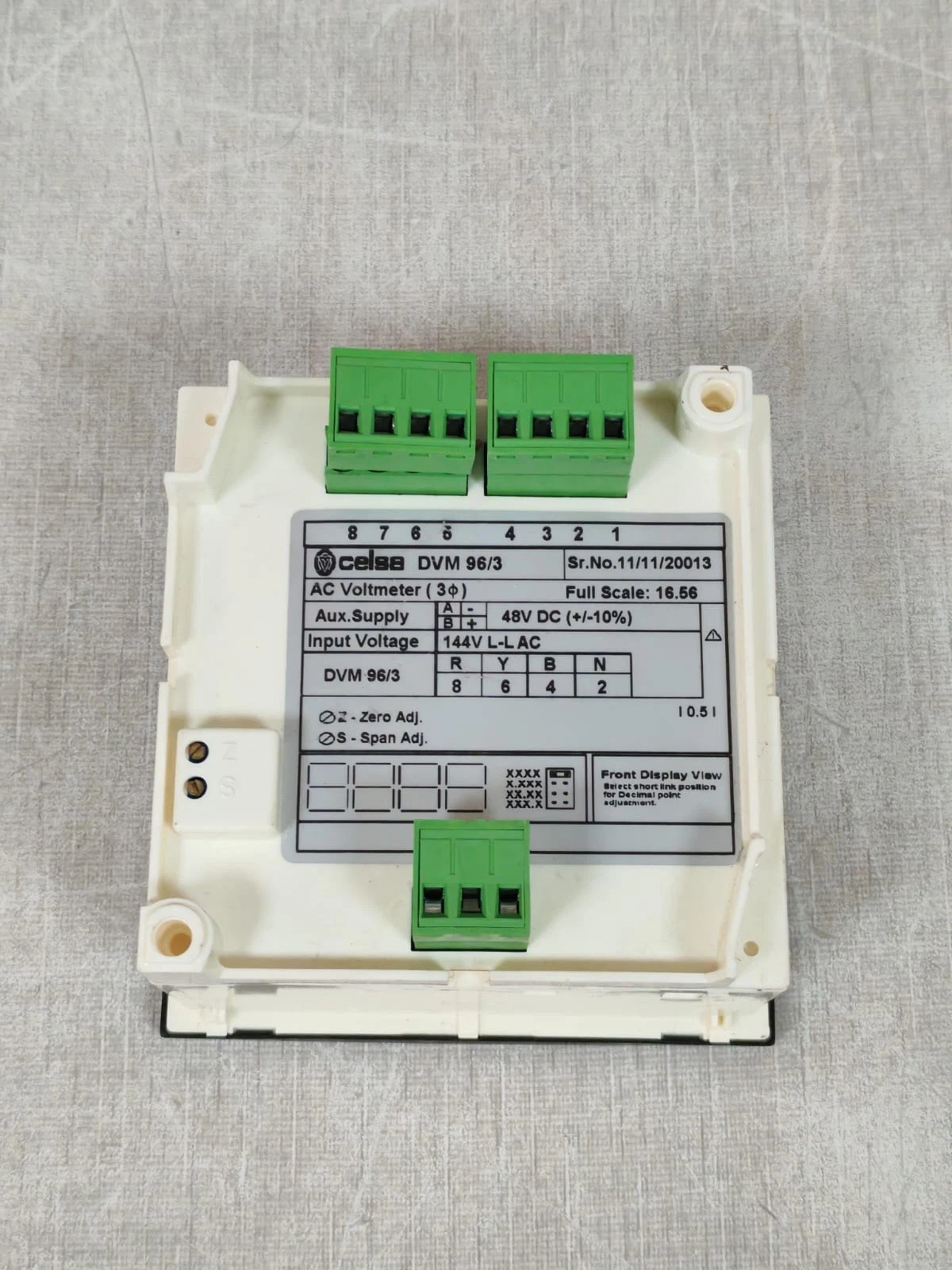 CELSA DVM 96/3 AC VOLTMETER 48VDC-SELLER REFURBISHED - Image 3