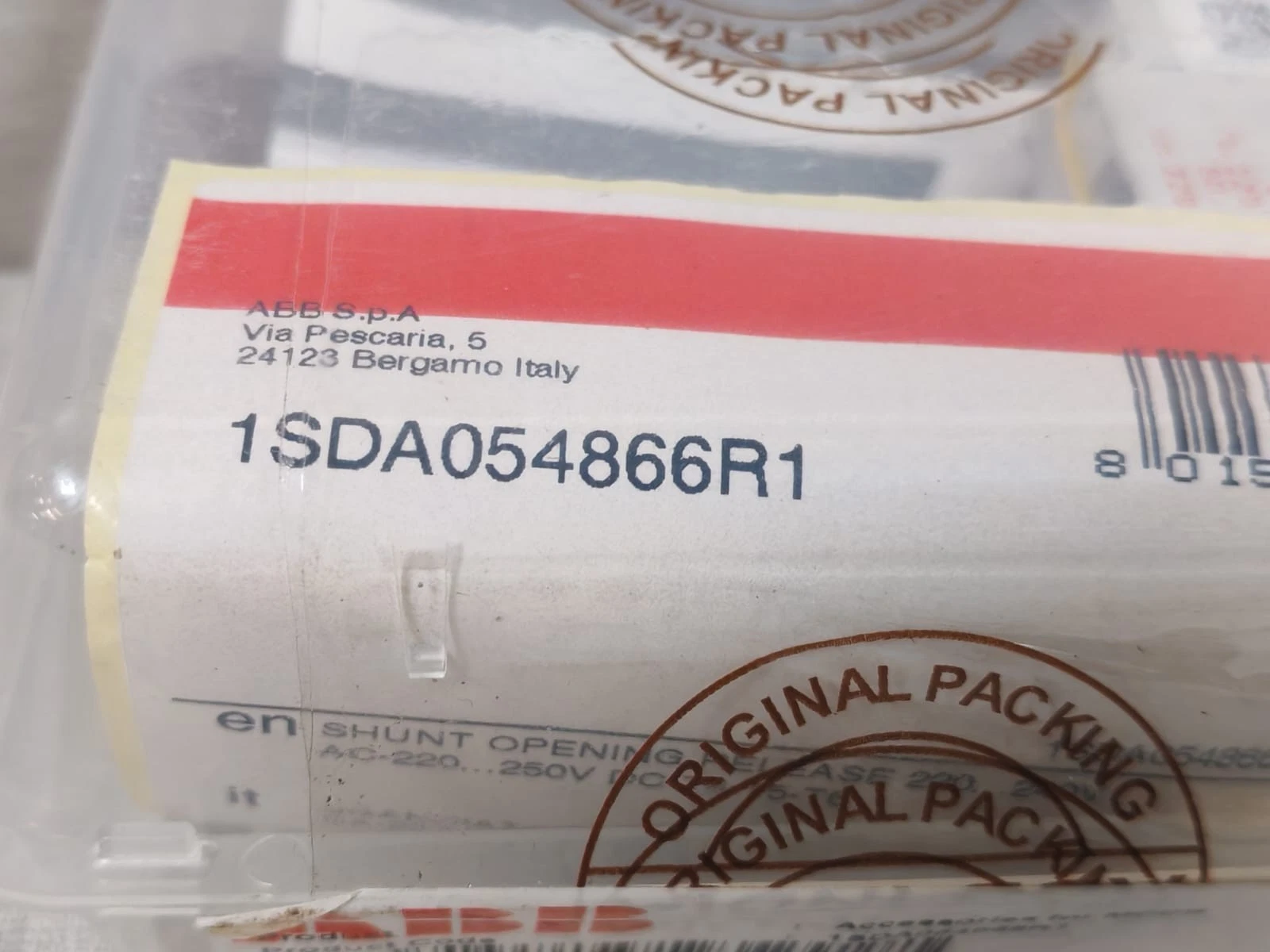 New ABB 1SDA054866R1 Shunt Opening Release 220-240V- FACTORY SEALED - Image 2