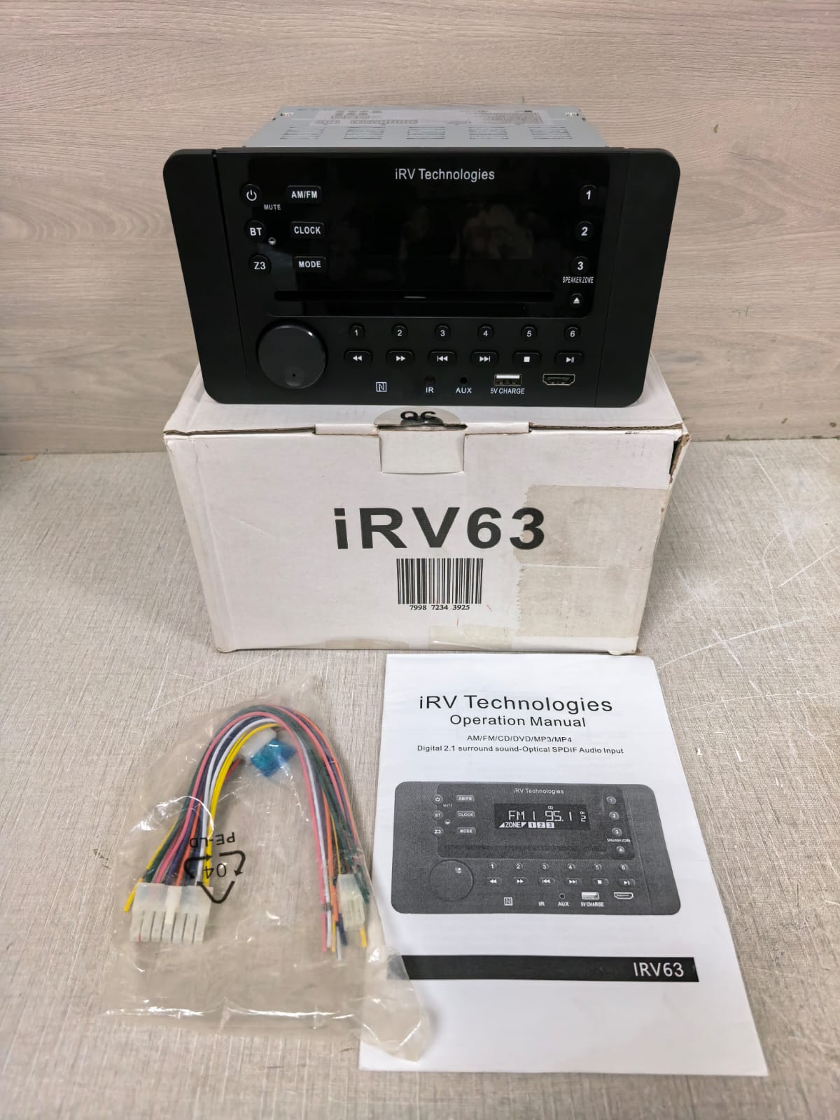 IRV63 TECHNOLOGIES AM/FM/CD/DVD/MP3/MP4 RADIO STEREO- W/O REMOTE