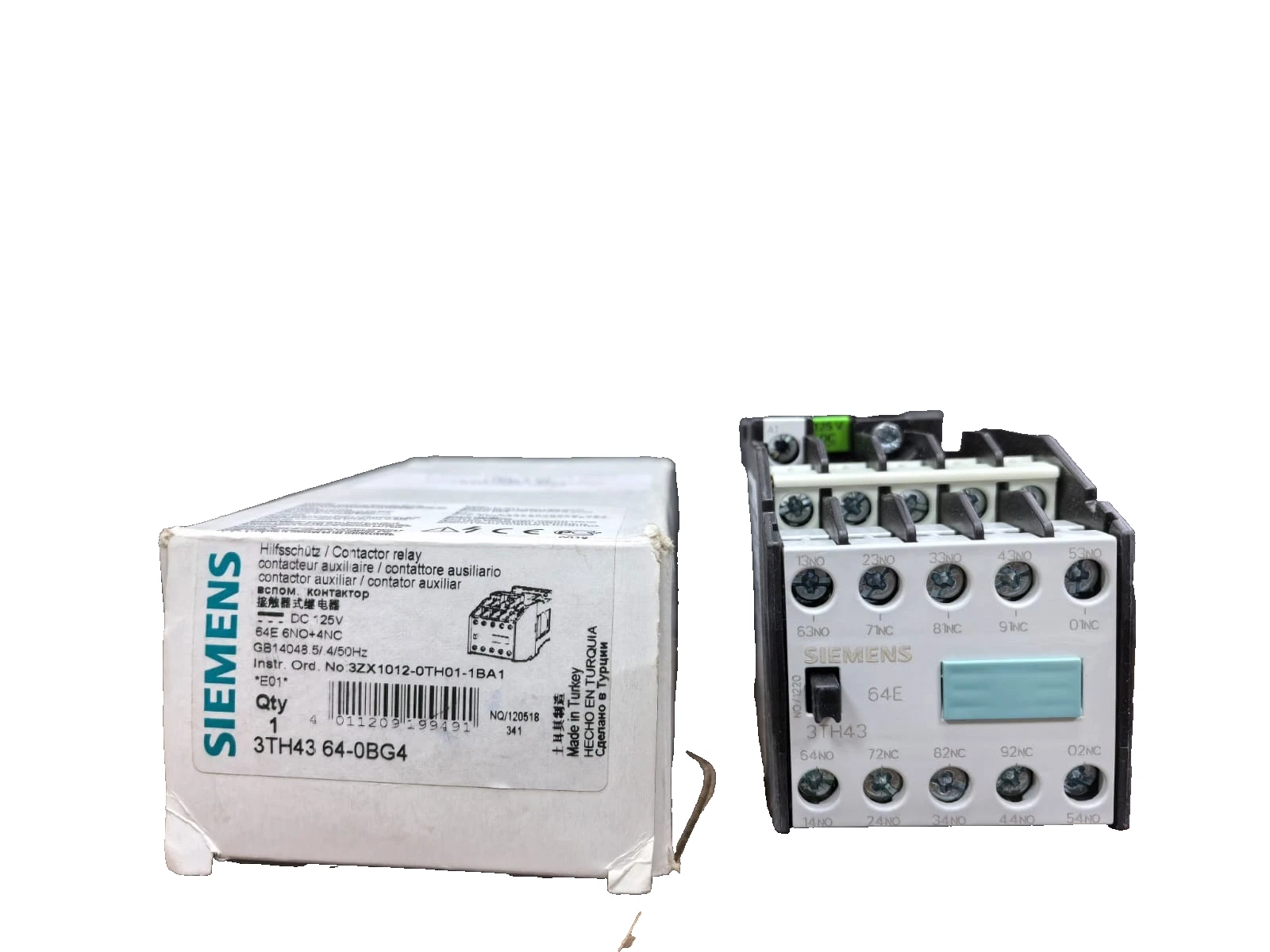 SIEMENS 3TH4364-0B AUXILIARY CONTACTOR RELAY 6S+4O/6NO+4NC / New – Open box